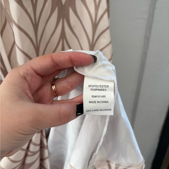 Pixie Lady Plus Size Womens Cream and Brown Leaf Print Midi Dress Size 2X NWT - Picture 3 of 4